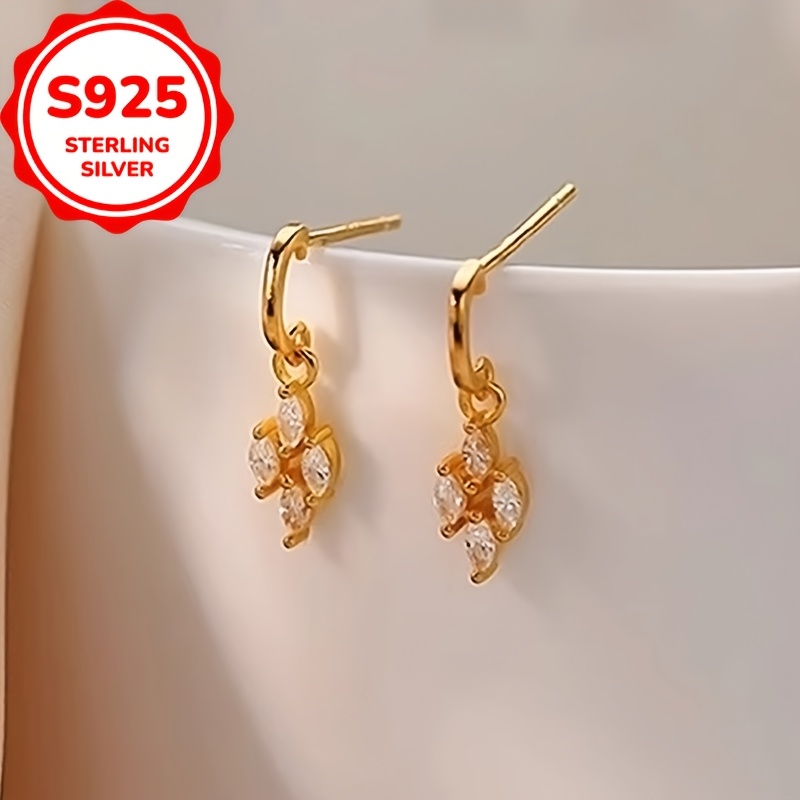 S925 Sterling Silver Geometric Stud Earrings, Niche Design